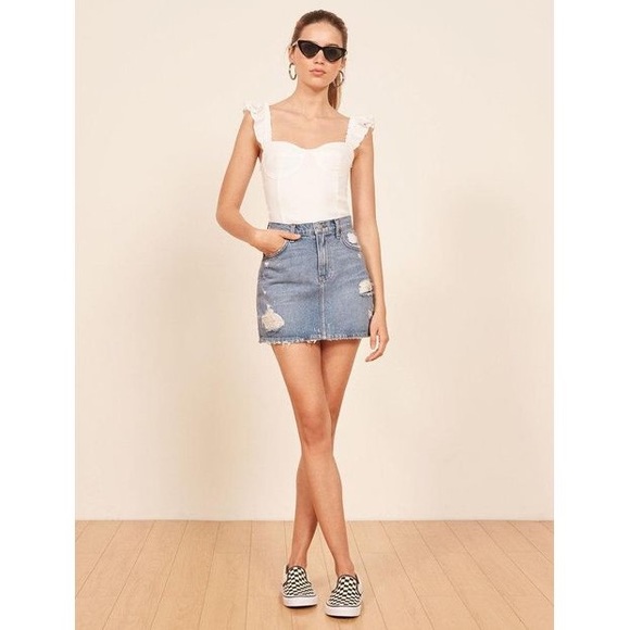 reformation jean skirt